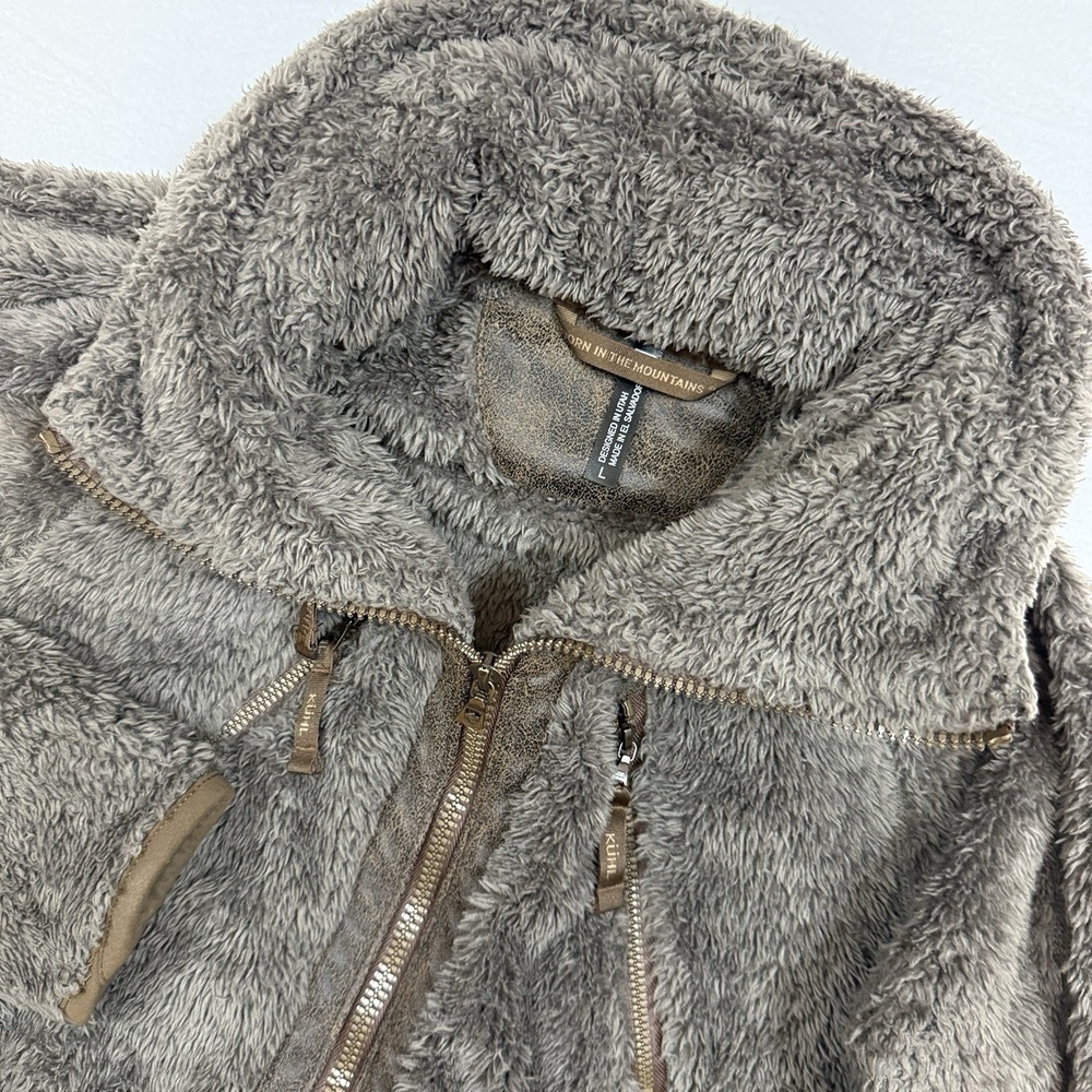 Kuhl Flight Sherpa Fleece Jacket Large (See Measure/Descr) Brown Hooded Full Zip